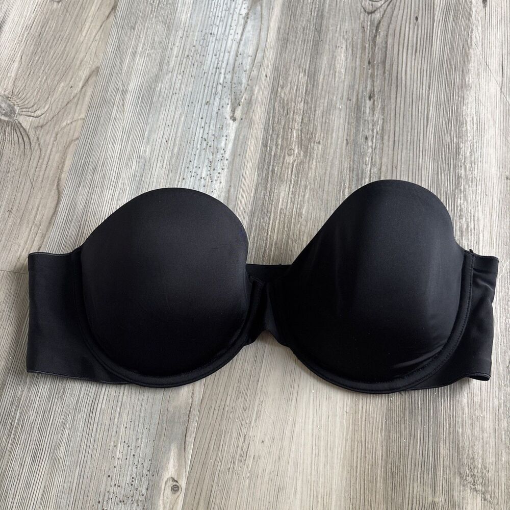 Victorias Secret Lined Strapless Black Bra Size 36C